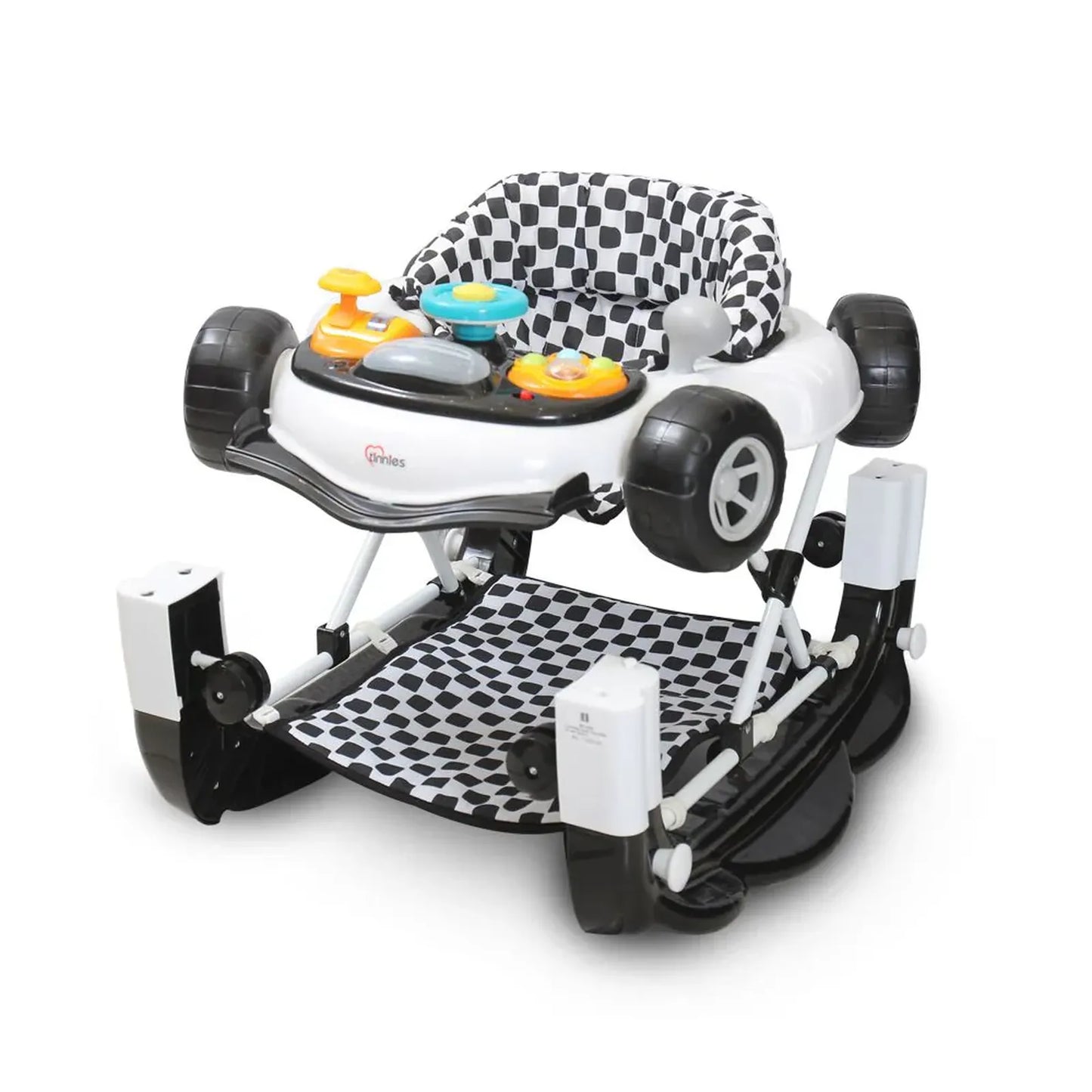 Children's activity center with checkered pattern on a white background