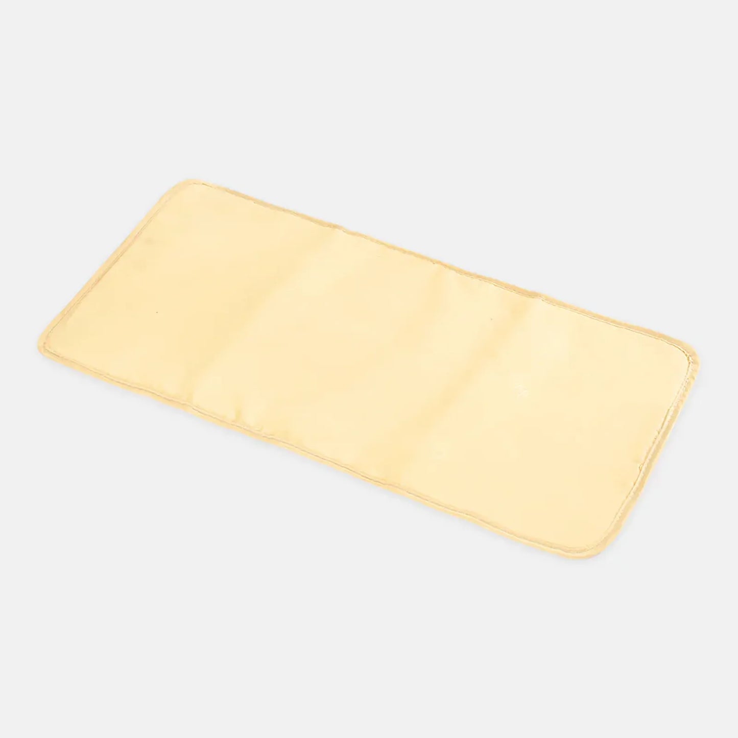 Yellow bath mat on a light gray background