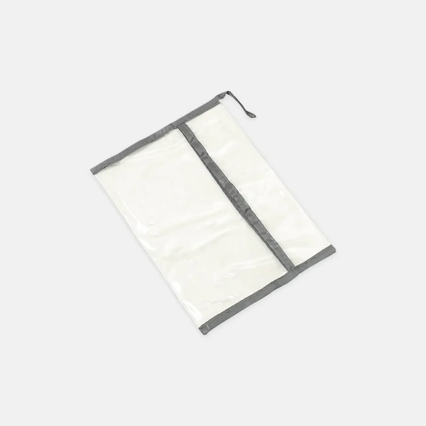 White pouch with gray trim on a white background