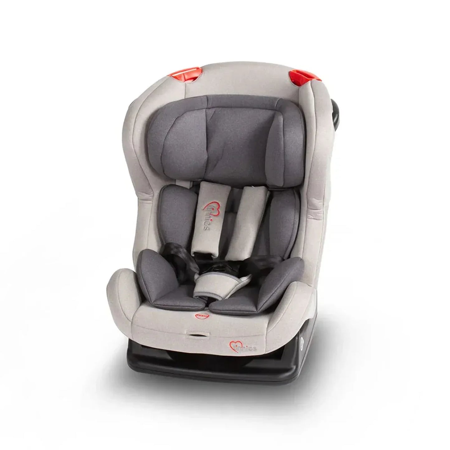 Gray and red car seat on a white background