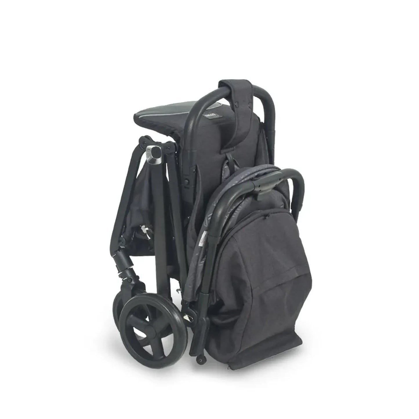 Black folding wheelchair on a white background