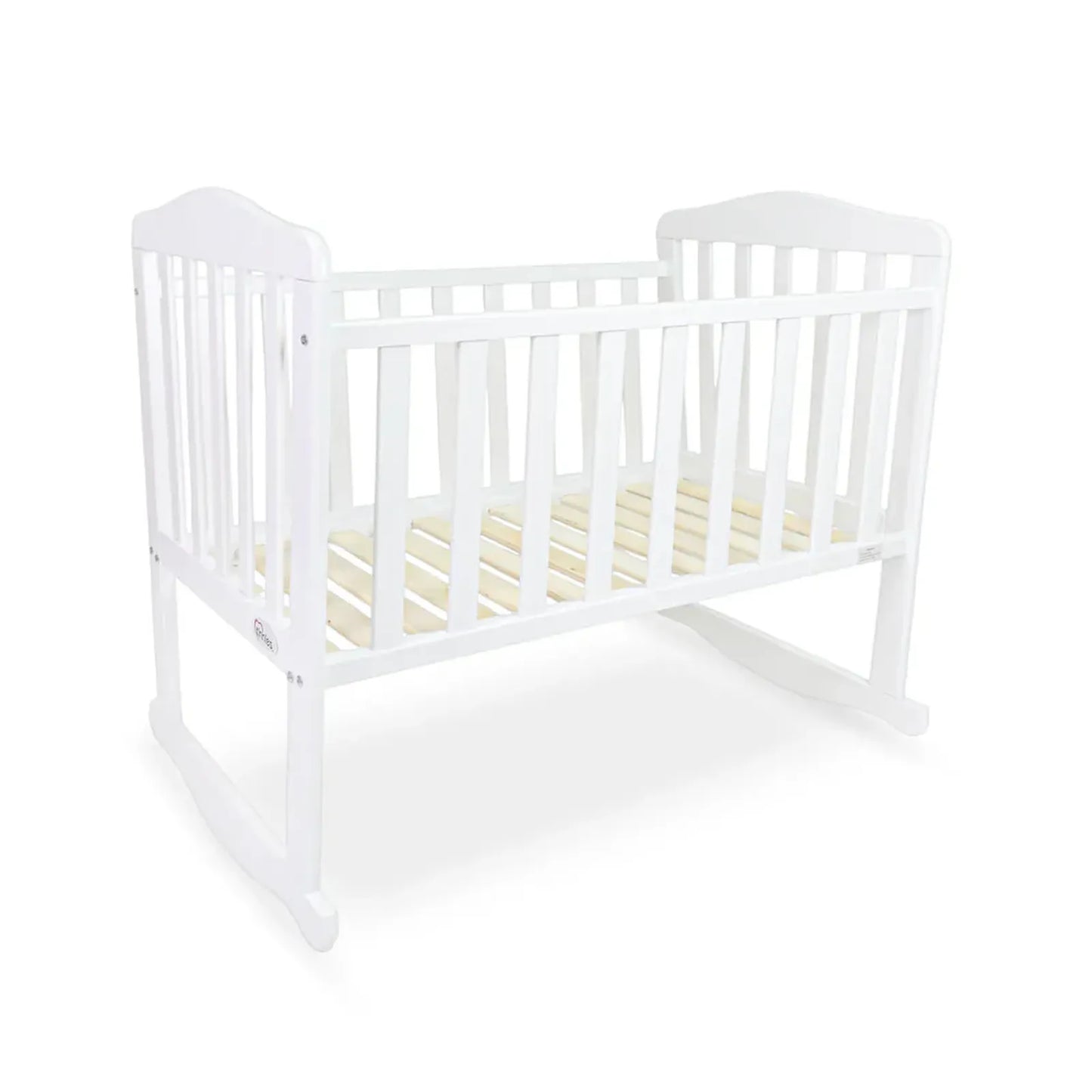 White crib on a white background