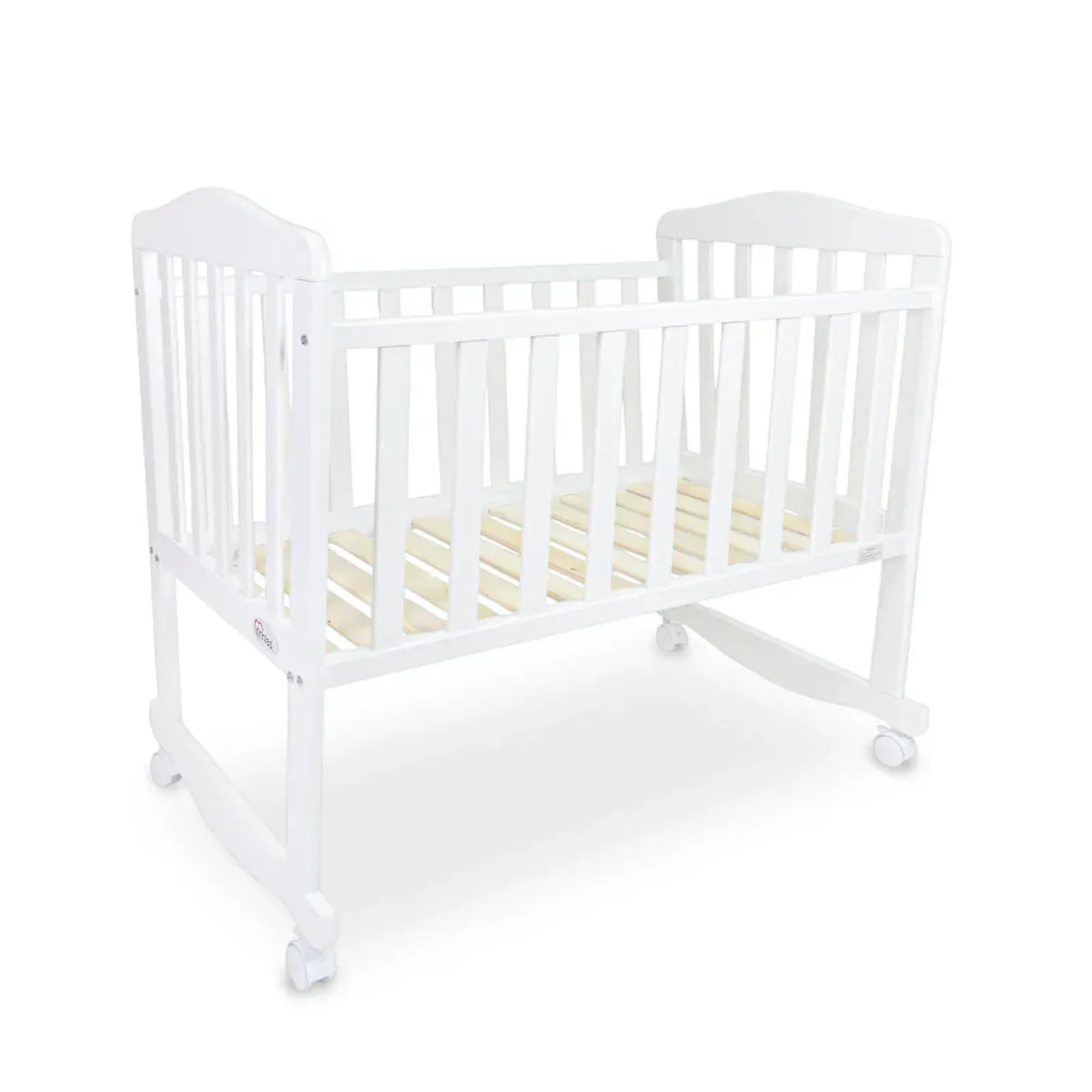 White crib on a white background