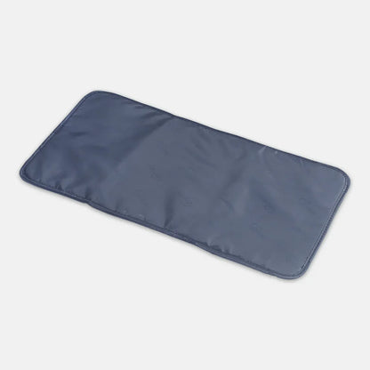 Blue rectangular mat on a light gray background