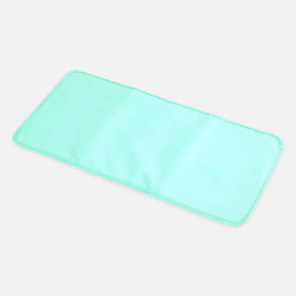Rectangular turquoise object on a light gray background