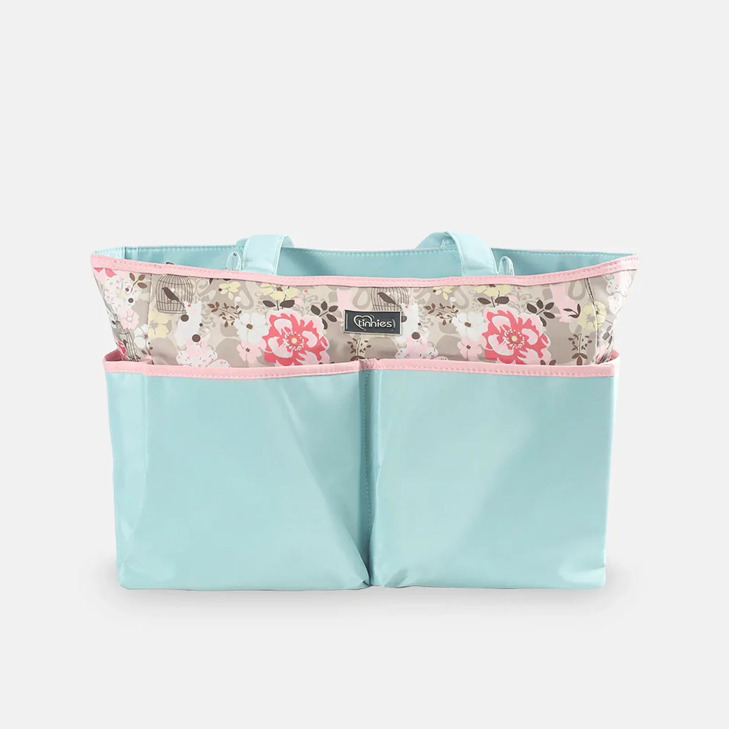 Tote bag with floral lining on a white background