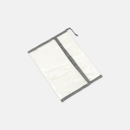 White pouch with gray trim on a white background