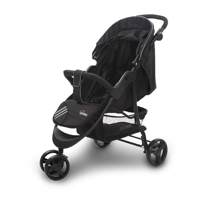Black stroller on a white background