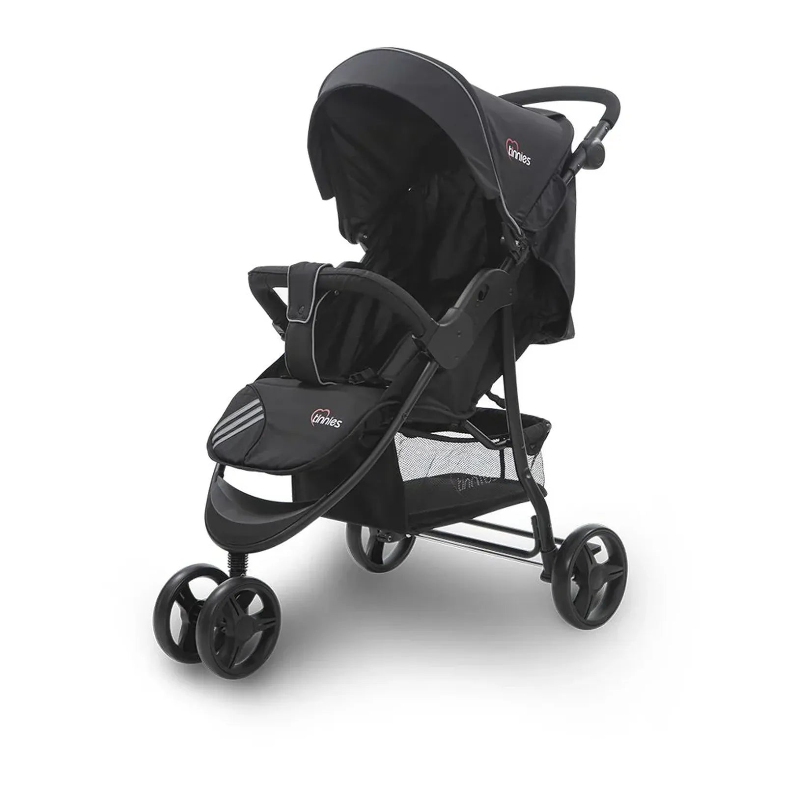 Black stroller on a white background