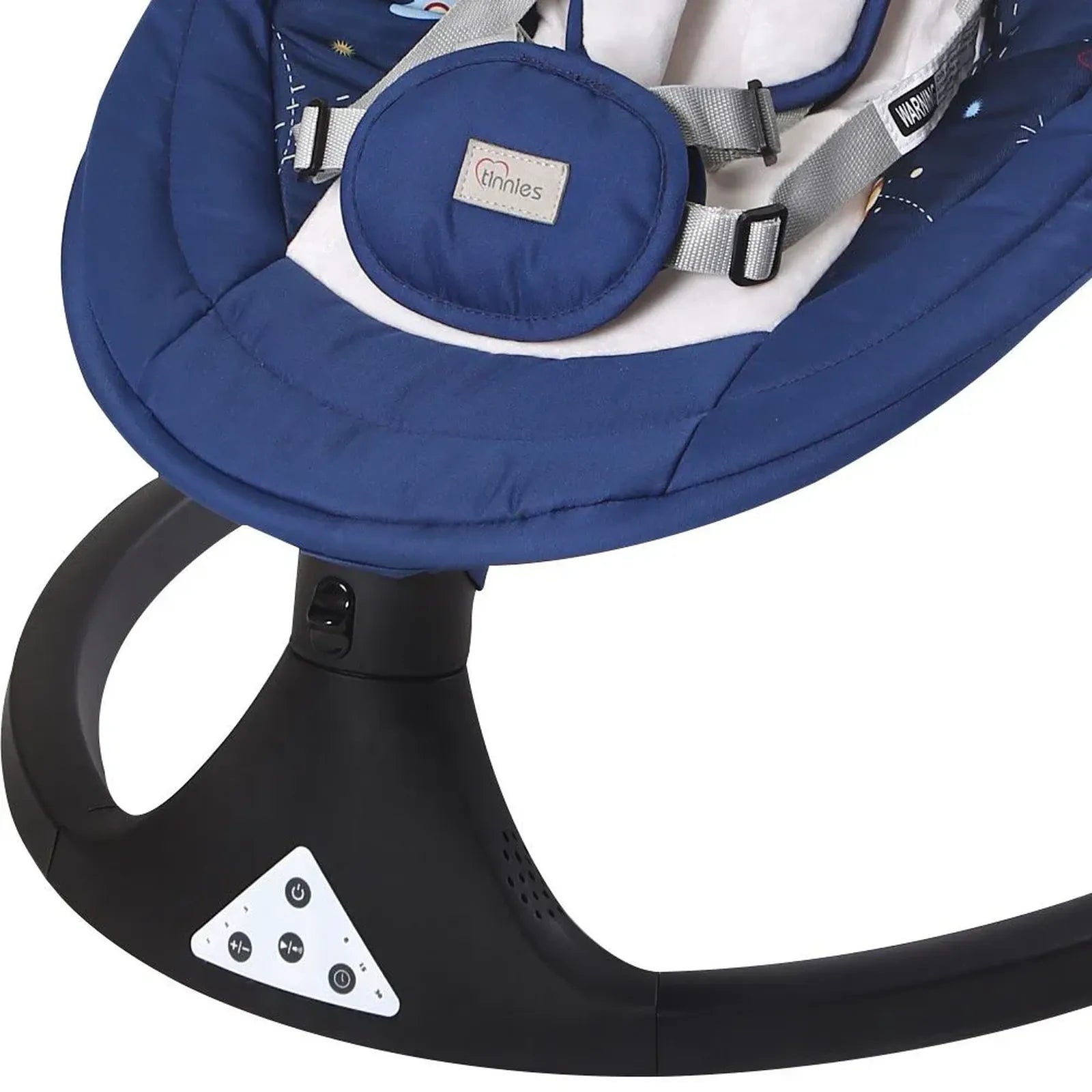 Blue baby bouncer with a visible brand logo on a white background