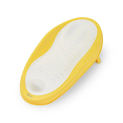 Yellow and white bath seat on a white background