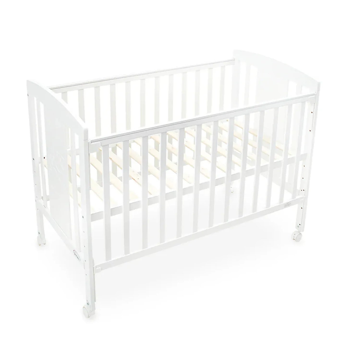 White crib on a white background