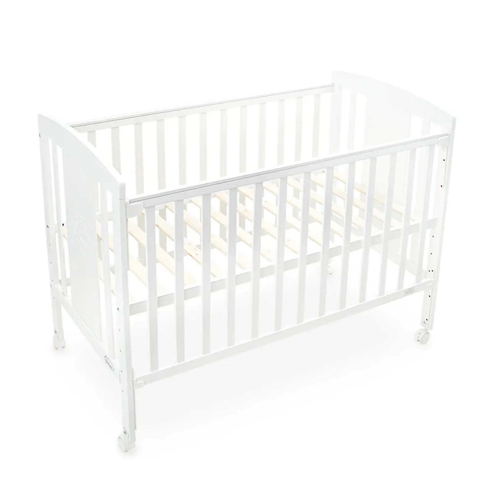 White crib on a white background