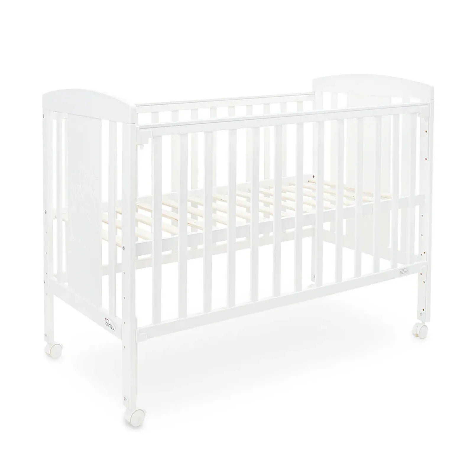 White crib on a white background