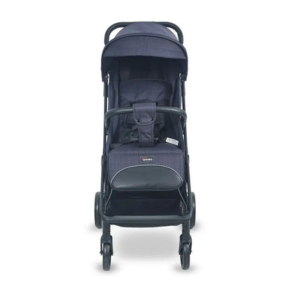 Navy blue stroller on a white background