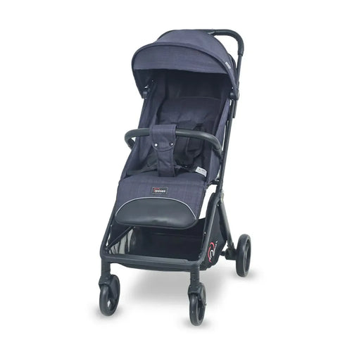 Navy blue stroller on a white background
