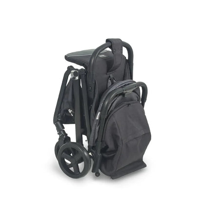Black folding wheelchair on a white background