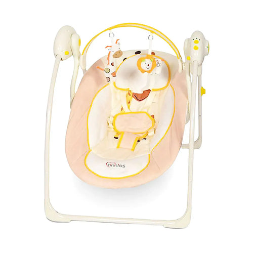 Baby swing with cartoon character on a white background