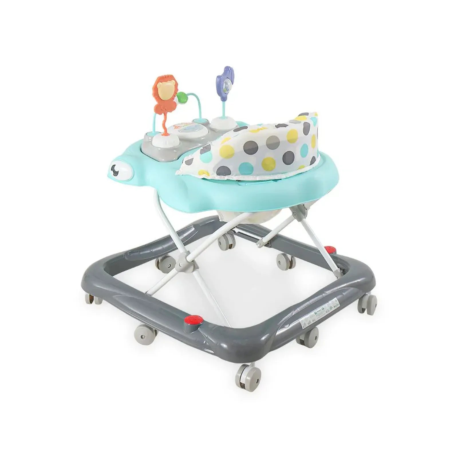 Baby walker with colorful design on a white background