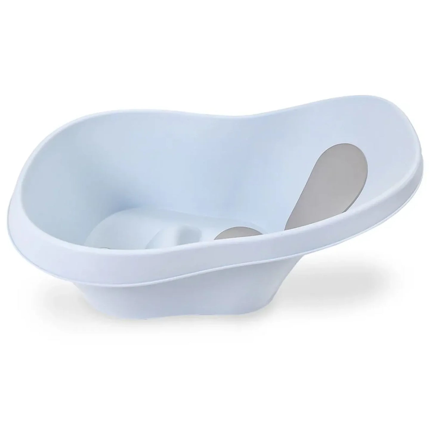Light blue baby bathtub on a white background
