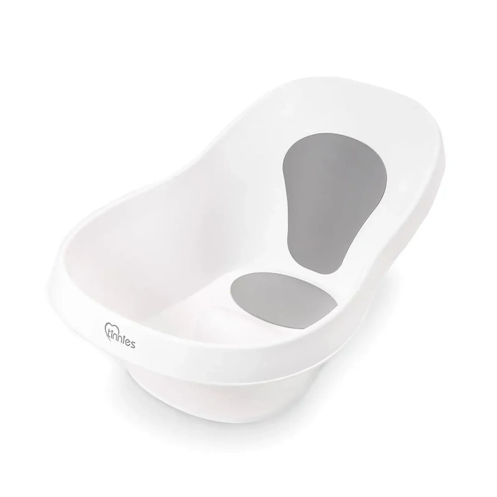 White baby bathtub with gray interior on a white background