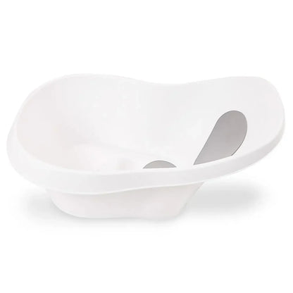White ceramic bowl with a spoon on a white background