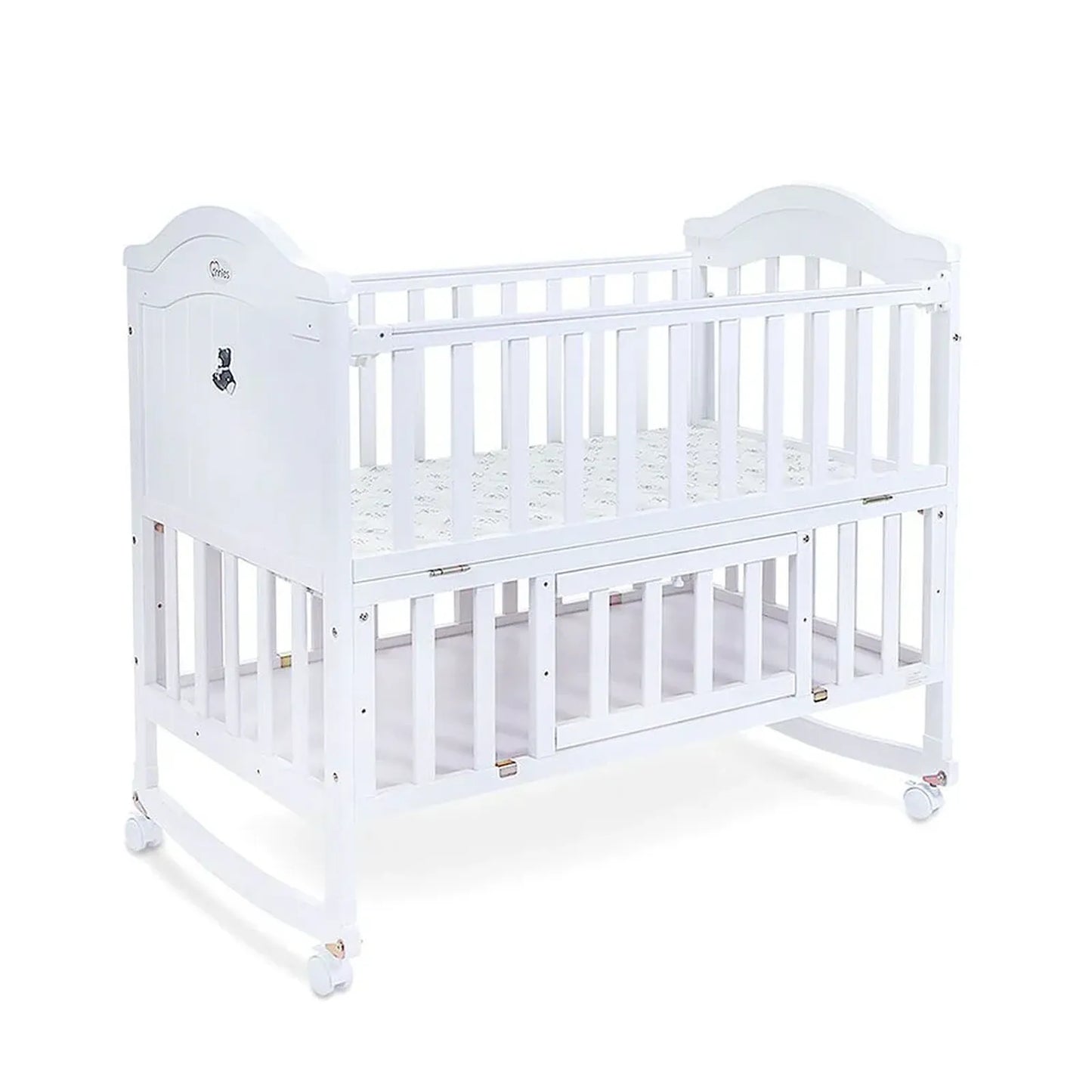 White crib on a white background
