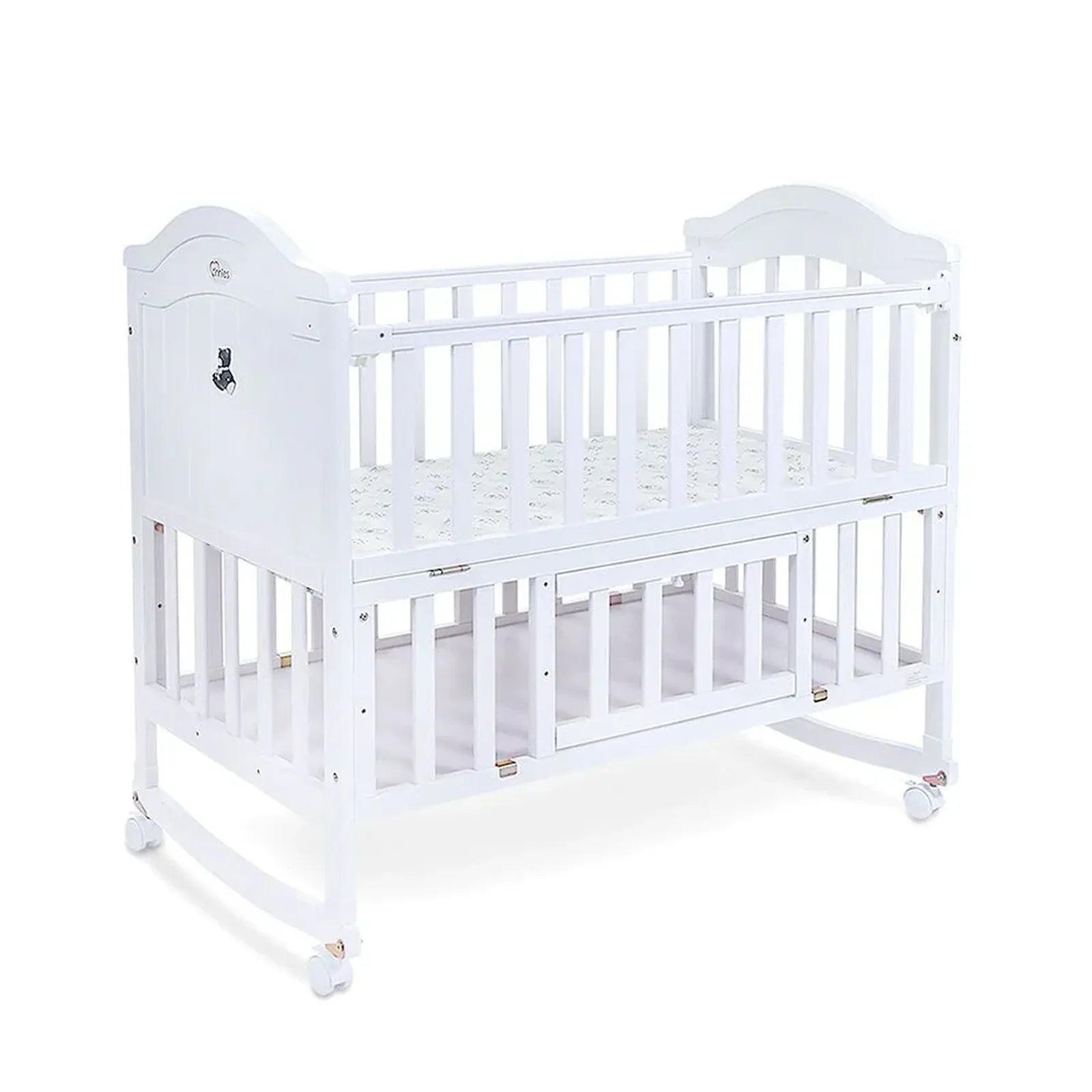 White crib on a white background