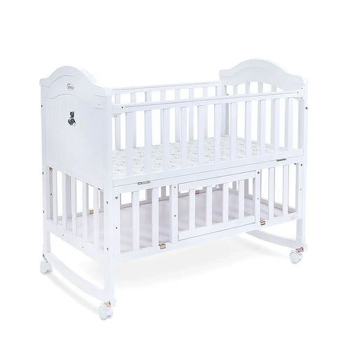 White crib on a white background