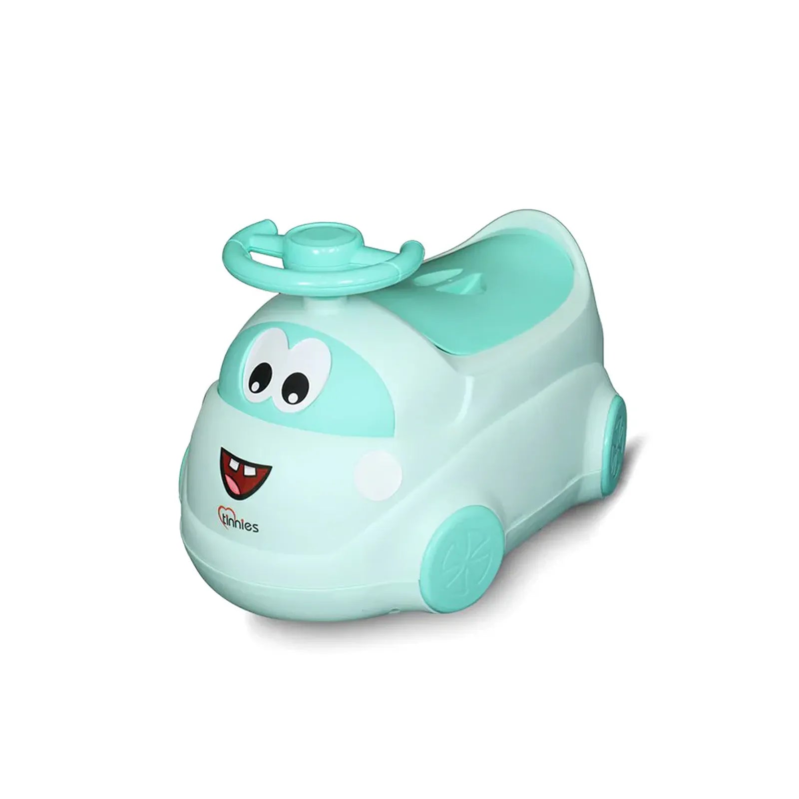 Children's potty chair with a cartoon face on a white background