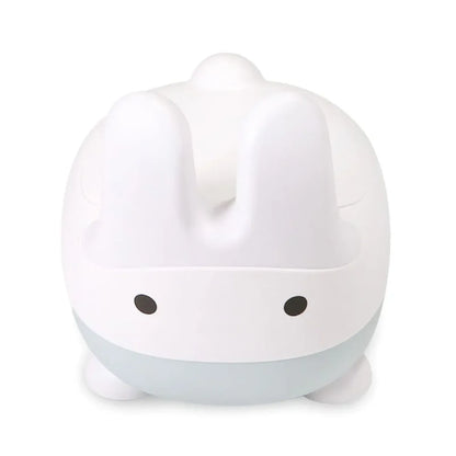 White and light blue cartoon-like device on a white background