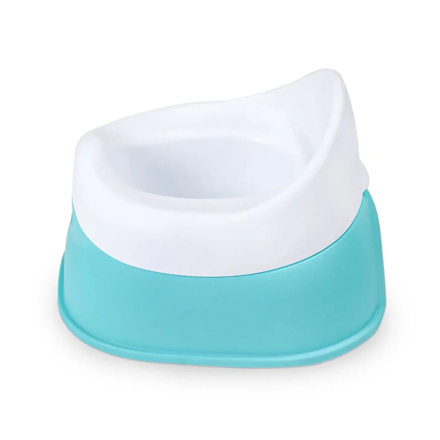 Turquoise and white potty chair on a white background