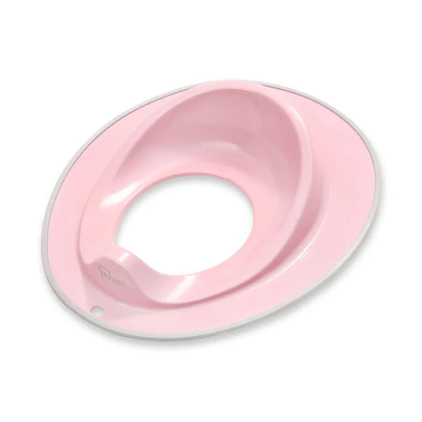 Pink children's potty seat on a white background